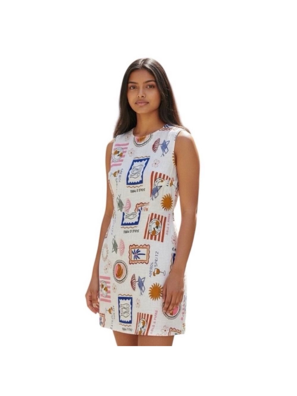 Anthropologie Paper Heart Aperol Spritz Mediterranean Mini Shift Dress Large